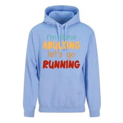 Done Adulting Lets Go Running Runner Pastime Marathon Gift Unisex Surf Hoodie