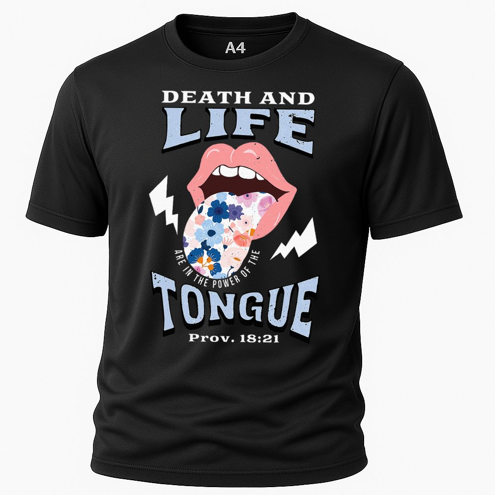 Death And Life Tongue Christian Cooling Performance Crew T-Shirt