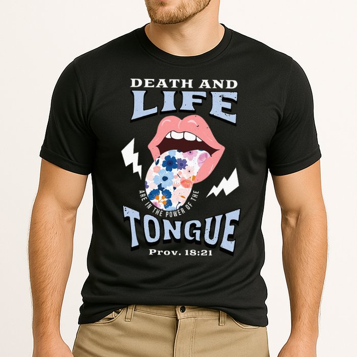 Death And Life Tongue Christian Cooling Performance Crew T-Shirt