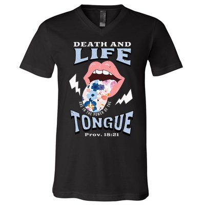 Death And Life Tongue Christian V-Neck T-Shirt