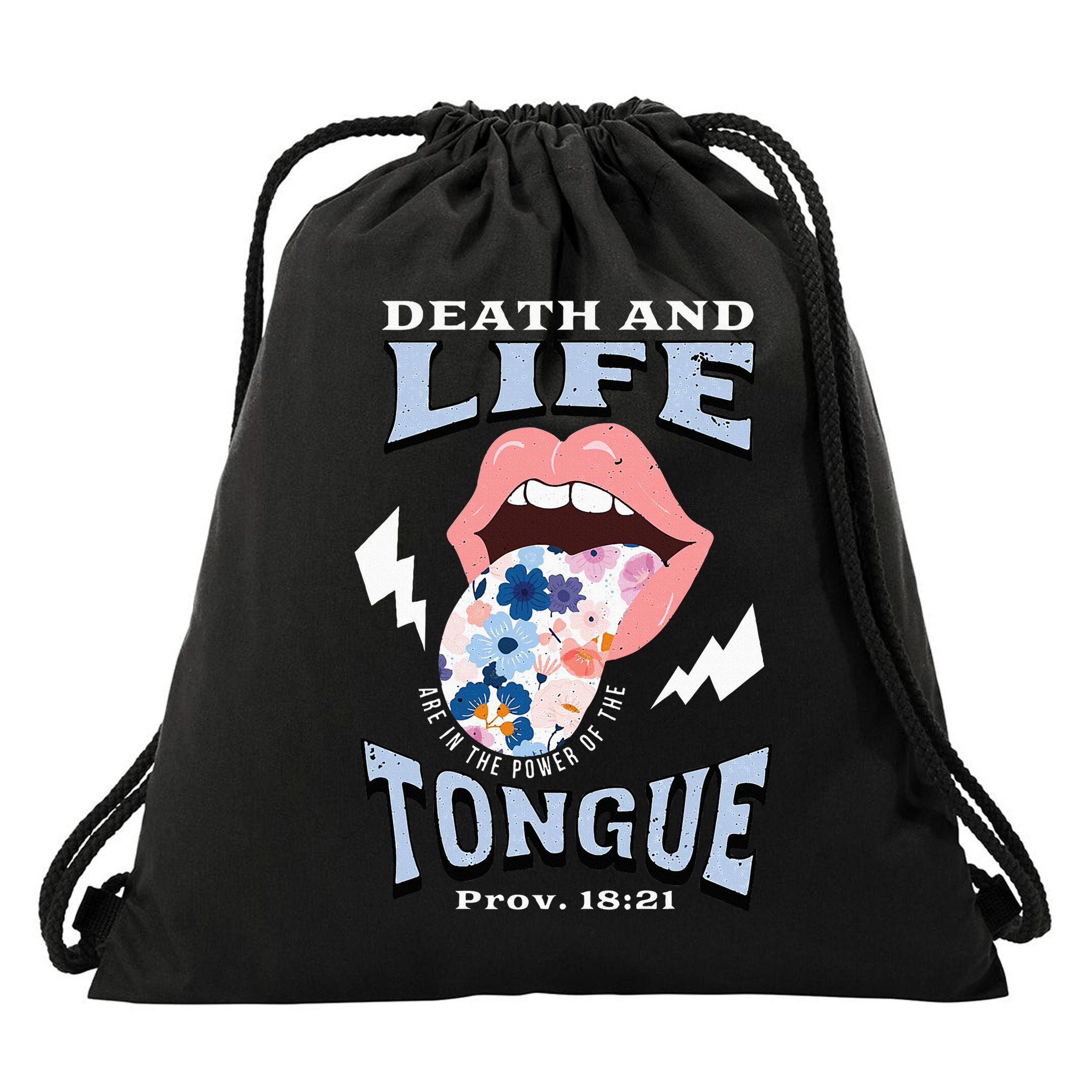 Death And Life Tongue Christian Drawstring Bag