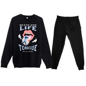 Death And Life Tongue Christian Premium Crewneck Sweatsuit Set