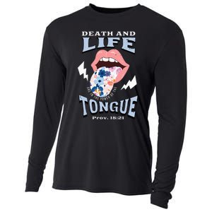 Death And Life Tongue Christian Cooling Performance Long Sleeve Crew