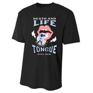 Death And Life Tongue Christian Performance Sprint T-Shirt