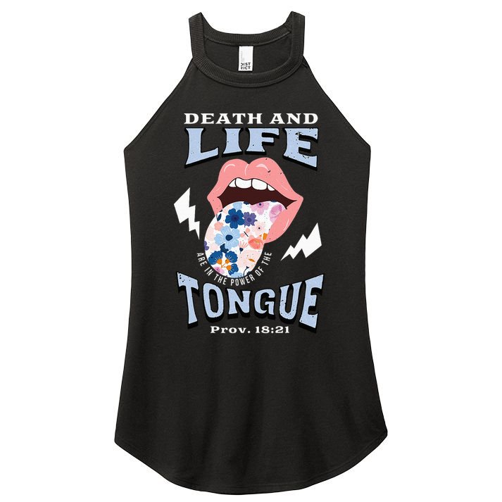 Death And Life Tongue Christian Women's Perfect Tri Rocker Tank