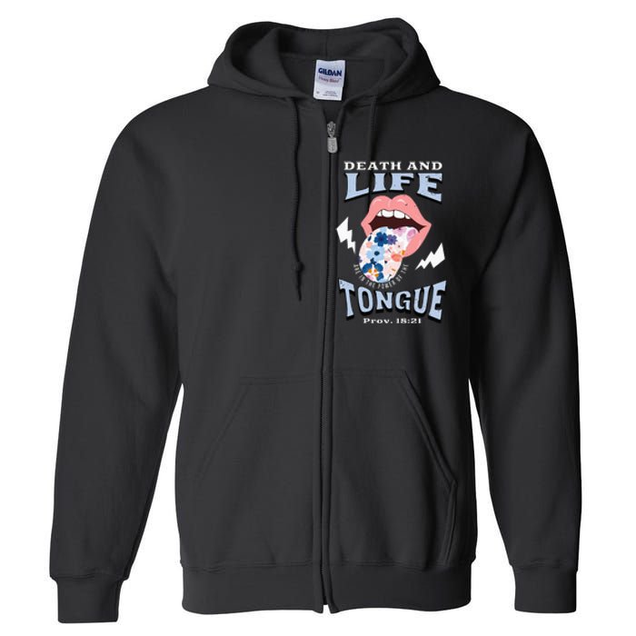 Death And Life Tongue Christian Full Zip Hoodie