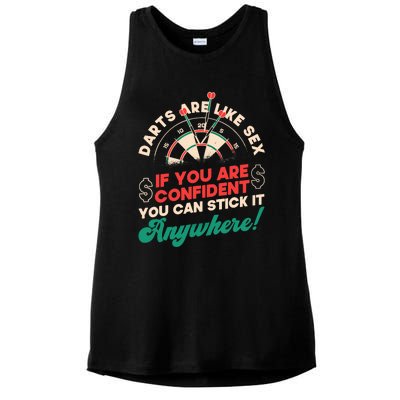 Darts Are Like Sex You Are Confident Stick Anywhere Darts Ladies PosiCharge Tri-Blend Wicking Tank