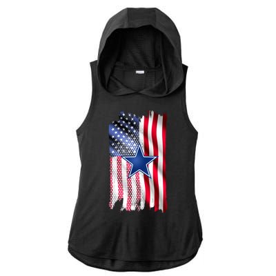 Dallas Football Fan USA American Flag Ladies PosiCharge Tri-Blend Wicking Draft Hoodie Tank