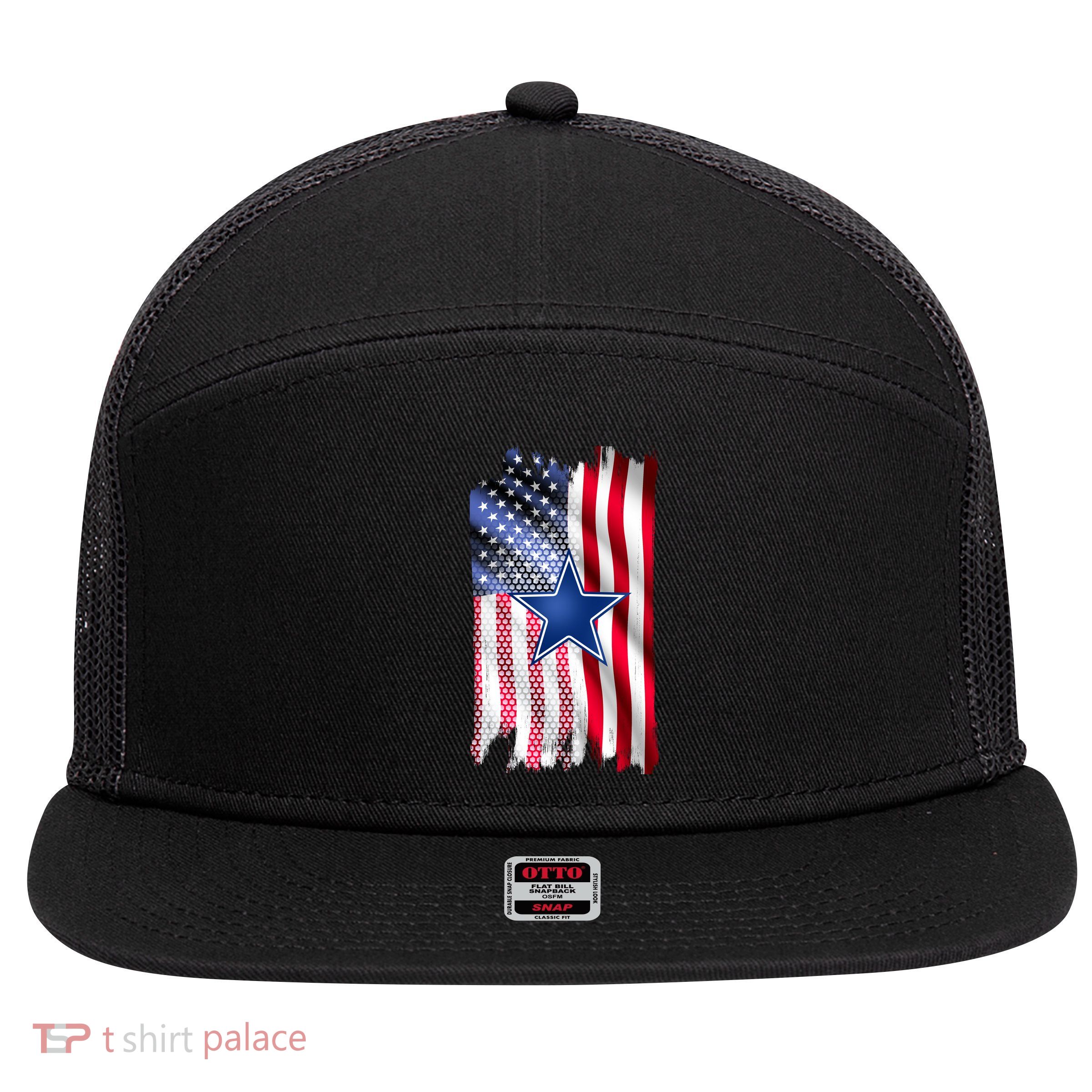Dallas Football Fan USA American Flag 7 Panel Mesh Trucker Snapback Hat