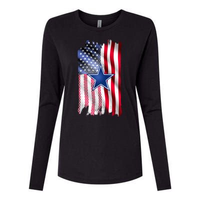 Dallas Football Fan USA American Flag Womens Cotton Relaxed Long Sleeve T-Shirt