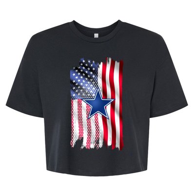 Dallas Football Fan USA American Flag Bella+Canvas Jersey Crop Tee