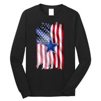 Dallas Football Fan USA American Flag Long Sleeve Shirt