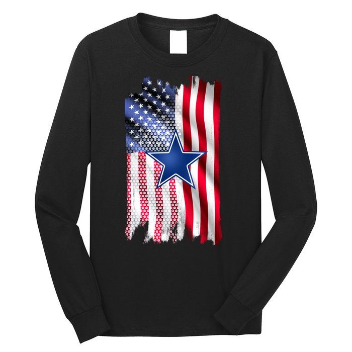 Dallas Football Fan USA American Flag Long Sleeve Shirt