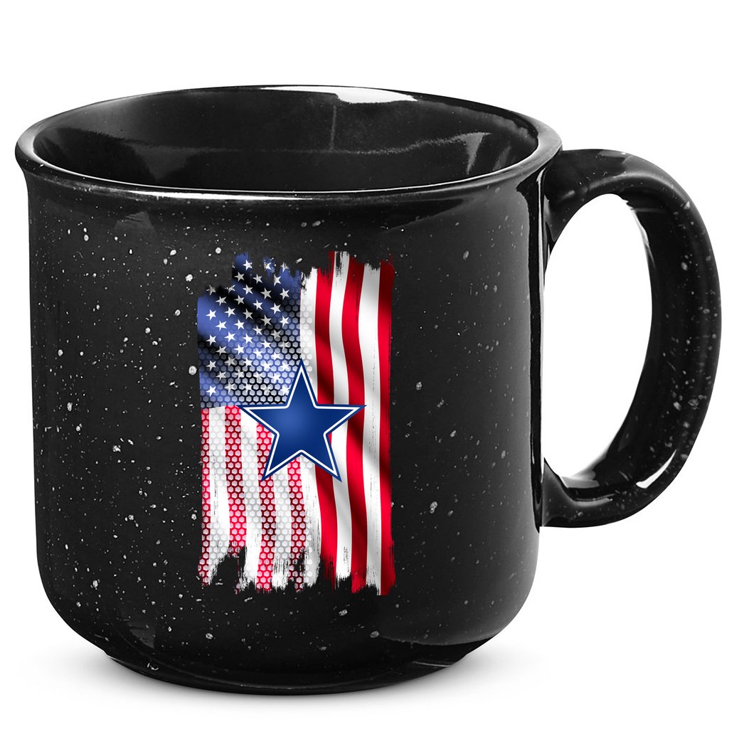 Dallas Football Fan USA American Flag 15oz Campfire Ceramic Mug