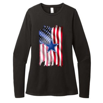 Dallas Football Fan USA American Flag Womens CVC Long Sleeve Shirt