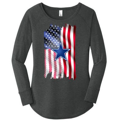 Dallas Football Fan USA American Flag Women's Perfect Tri Tunic Long Sleeve Shirt