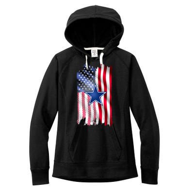 Dallas Football Fan USA American Flag Women's Fleece Hoodie