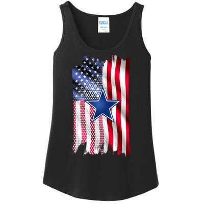 Dallas Football Fan USA American Flag Ladies Essential Tank