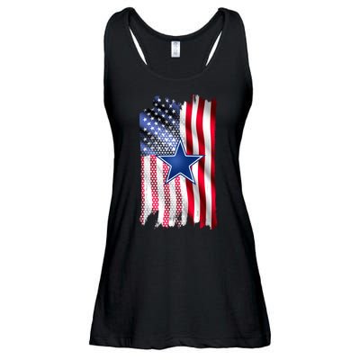 Dallas Football Fan USA American Flag Ladies Essential Flowy Tank