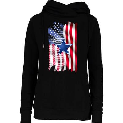 Dallas Football Fan USA American Flag Womens Funnel Neck Pullover Hood