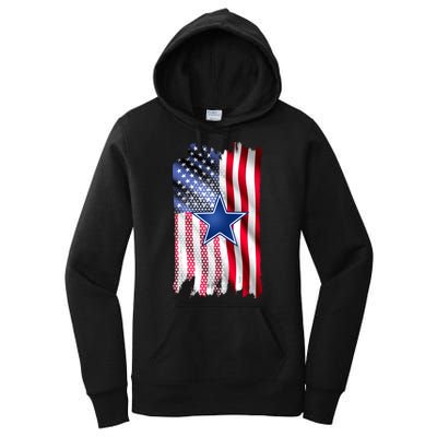 Dallas Football Fan USA American Flag Women's Pullover Hoodie