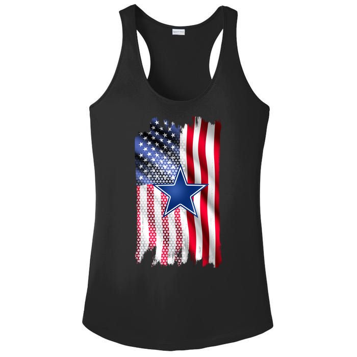 Dallas Football Fan USA American Flag Ladies PosiCharge Competitor Racerback Tank