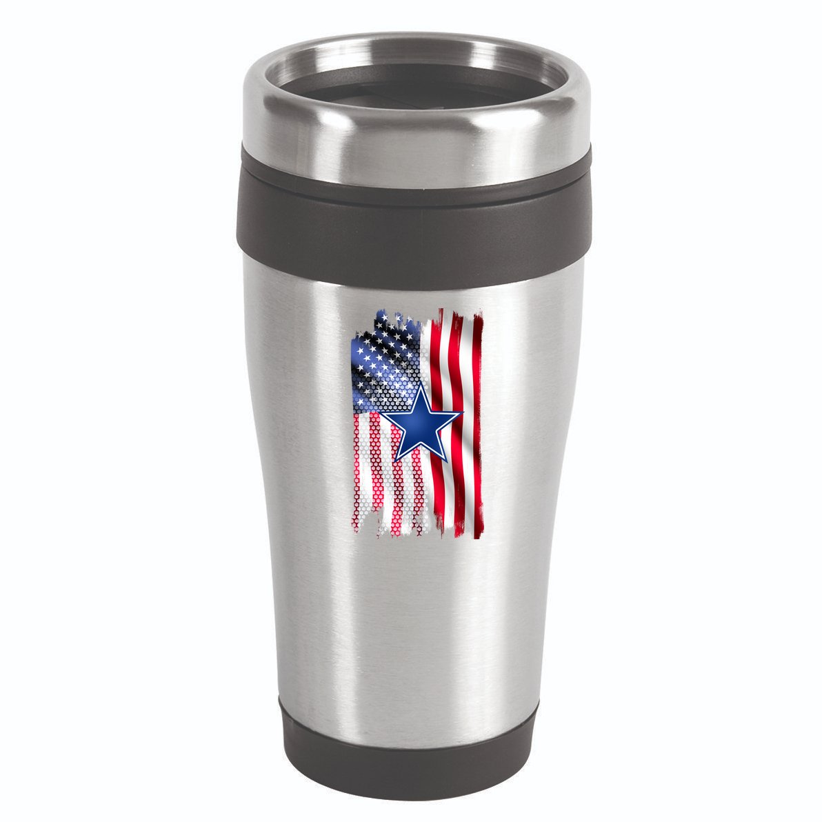 Dallas Football Fan USA American Flag 16oz Travel Tumbler