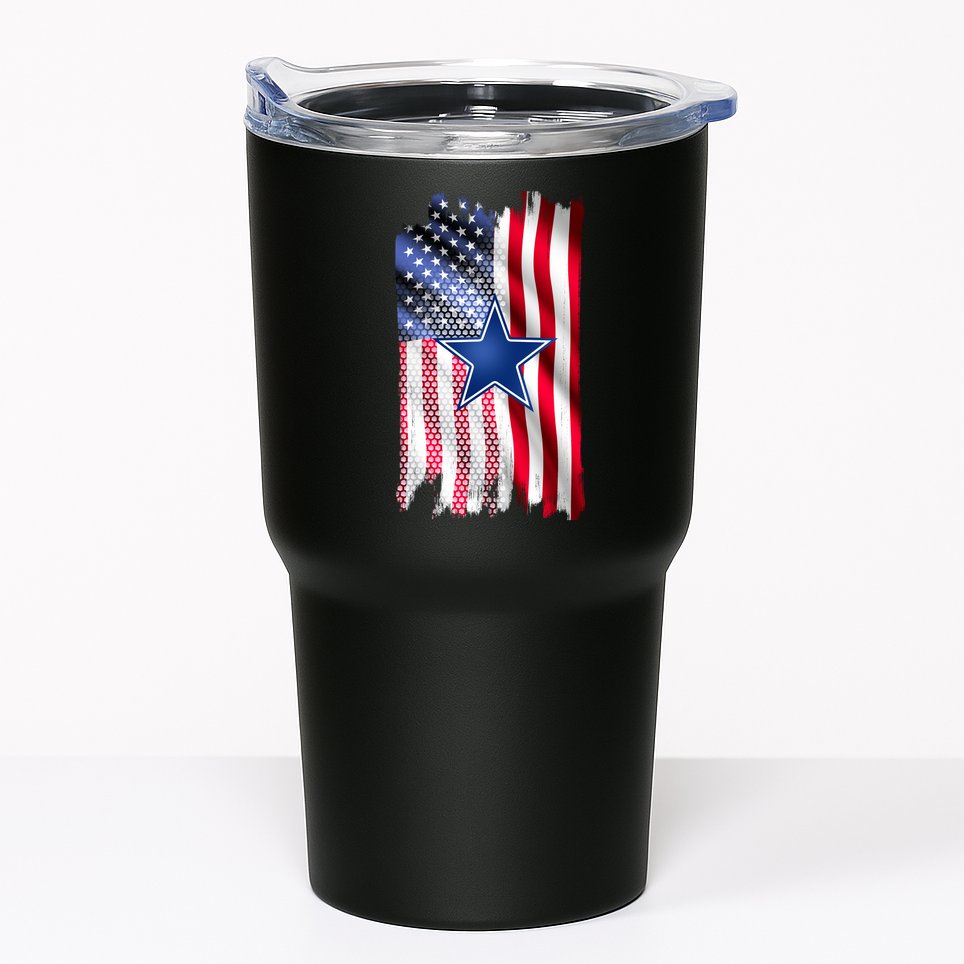 Dallas Football Fan USA American Flag Tumbler