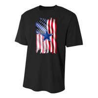 Dallas Football Fan USA American Flag Youth Performance Sprint T-Shirt