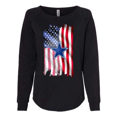 Dallas Football Fan USA American Flag Womens California Wash Sweatshirt