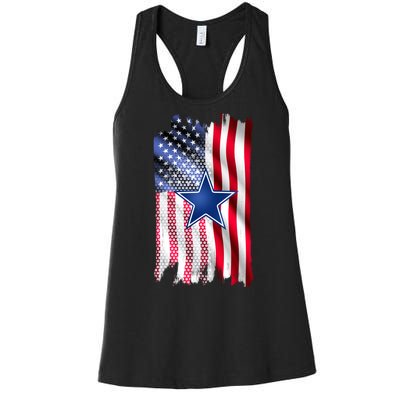 Dallas Football Fan USA American Flag Women's Racerback Tank