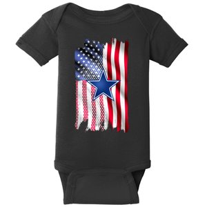 Dallas Football Fan USA American Flag Baby Bodysuit