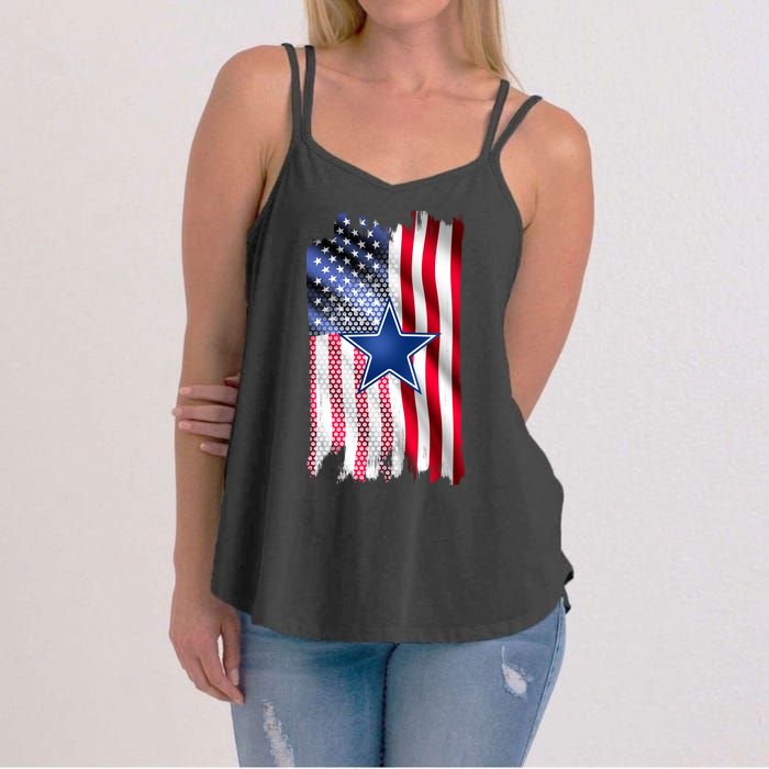 Dallas Football Fan USA American Flag Women's Strappy Tank