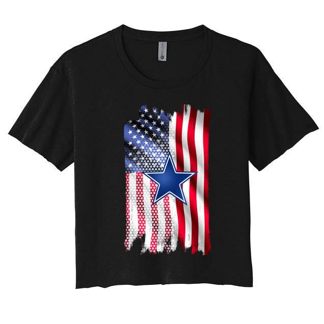 Dallas Football Fan USA American Flag Crop Top