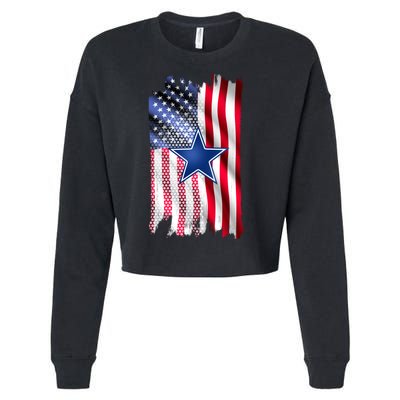 Dallas Football Fan USA American Flag Cropped Pullover Crew