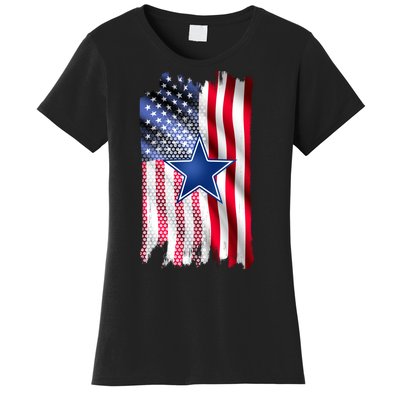 Dallas Football Fan USA American Flag Women's T-Shirt