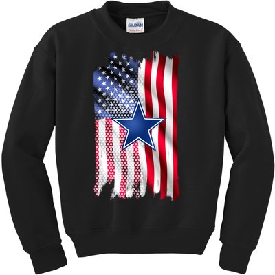 Dallas Football Fan USA American Flag Kids Sweatshirt