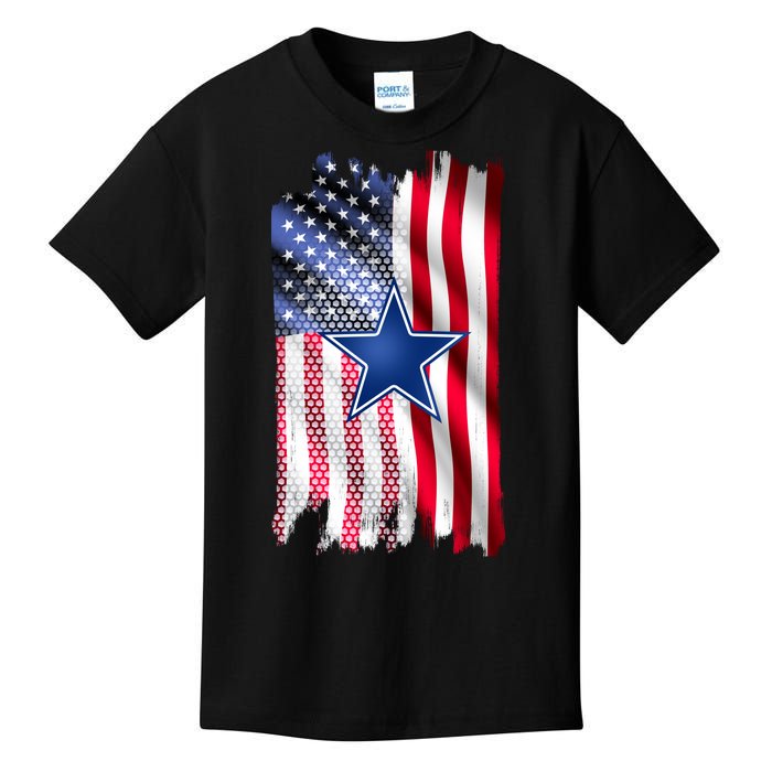 Dallas Football Fan USA American Flag Kids T-Shirt