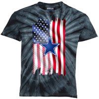 Dallas Football Fan USA American Flag Kids Tie-Dye T-Shirt