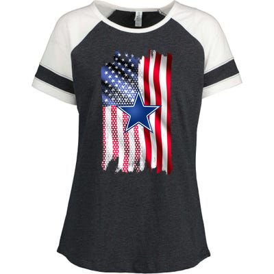 Dallas Football Fan USA American Flag Enza Ladies Jersey Colorblock Tee