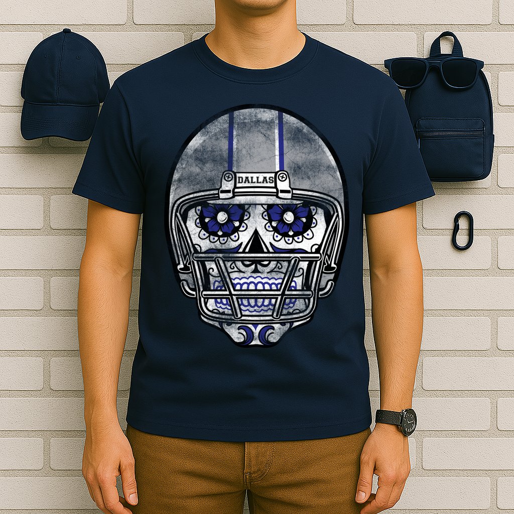 Dallas Football Halloween Skull T-Shirt