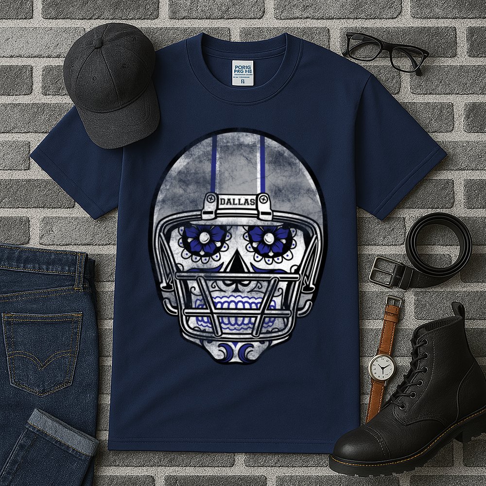 Dallas Football Halloween Skull Tall T-Shirt
