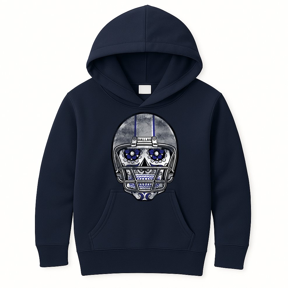 Dallas Football Halloween Skull Kids Hoodie
