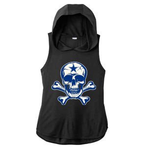 Dallas Skull Crossbones Star Fan Pride Ladies PosiCharge Tri-Blend Wicking Draft Hoodie Tank