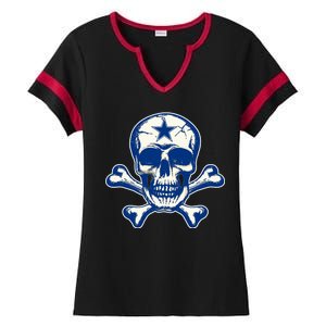 Dallas Skull Crossbones Star Fan Pride Ladies Halftime Notch Neck Tee