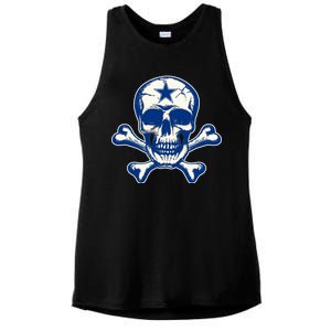 Dallas Skull Crossbones Star Fan Pride Ladies PosiCharge Tri-Blend Wicking Tank