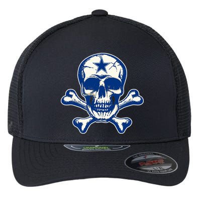 Dallas Skull Crossbones Star Fan Pride Flexfit Unipanel Trucker Cap