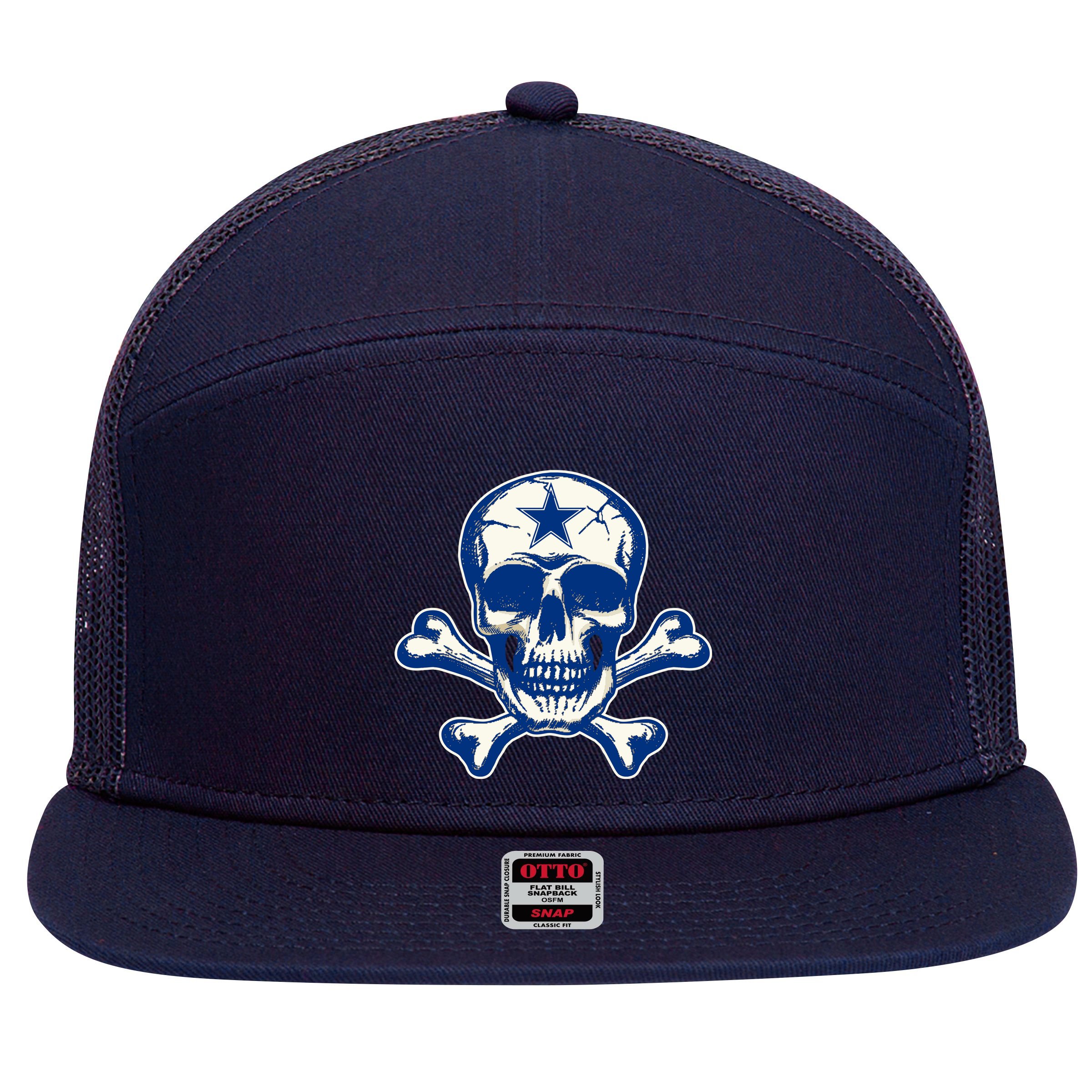 Dallas Skull Crossbones Star Fan Pride 7 Panel Mesh Trucker Snapback Hat