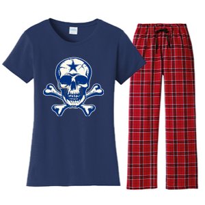 Dallas Skull Crossbones Star Fan Pride Women's Flannel Pajama Set