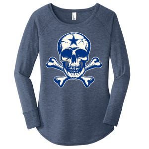 Dallas Skull Crossbones Star Fan Pride Women's Perfect Tri Tunic Long Sleeve Shirt